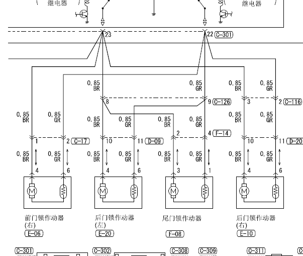 2011年三菱君阁中控电路图