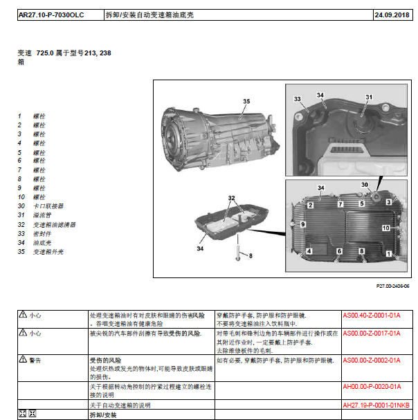 奔驰E300变速箱维修资料