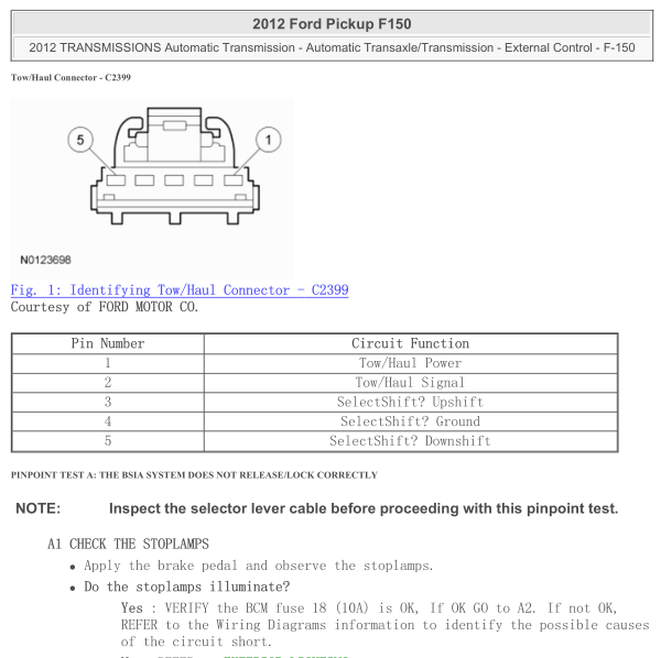2012年猛禽F150变速箱针脚