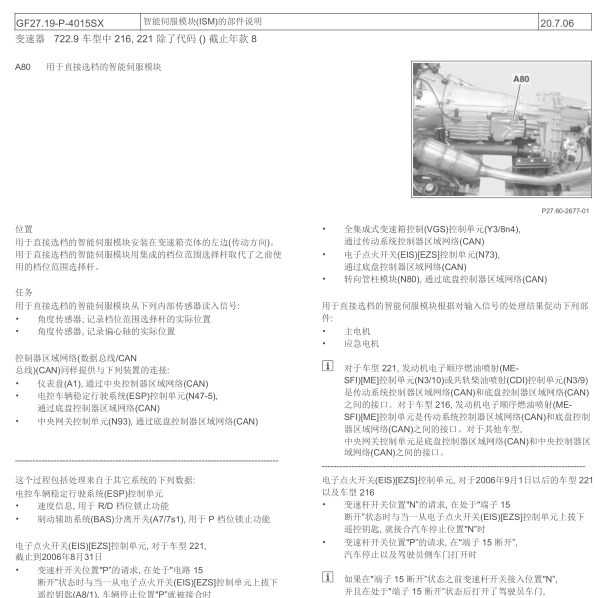 2007年奔驰S300  A80控制单元位置