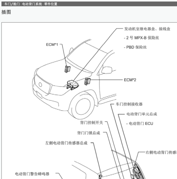 2017年酷路泽尾门元件位置