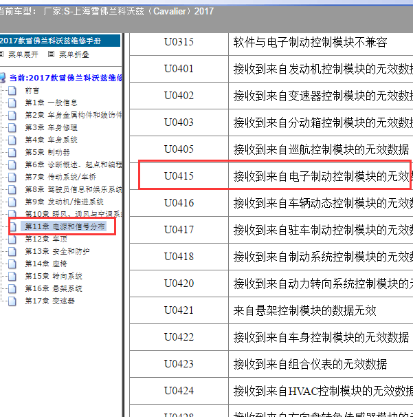 2017年雪佛兰科沃兹U0415故障码解析