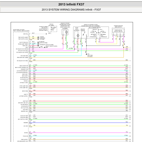 2013年英菲尼迪FX37防盗电路图