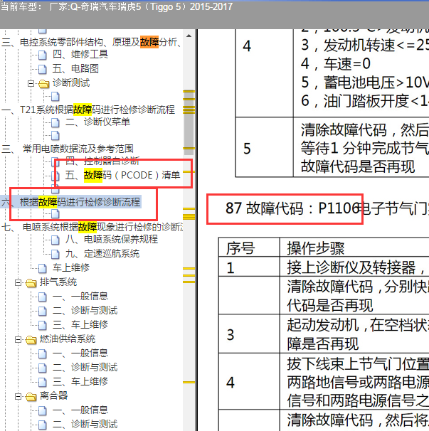 2015-2017年奇瑞瑞虎5故障码诊断资料