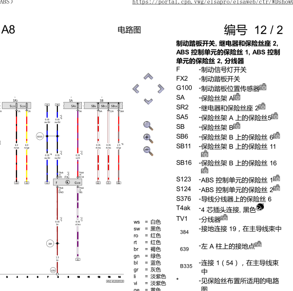 2019年奥迪A8L ABS电路图