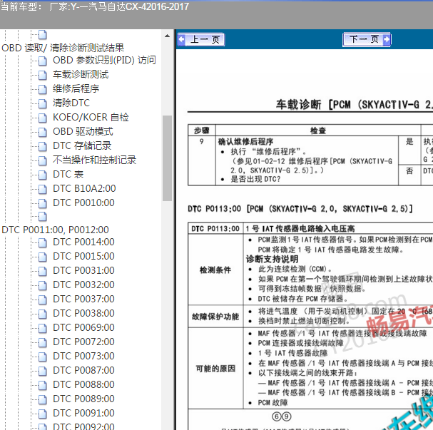 2016-2017年马自达CX-4故障码资料