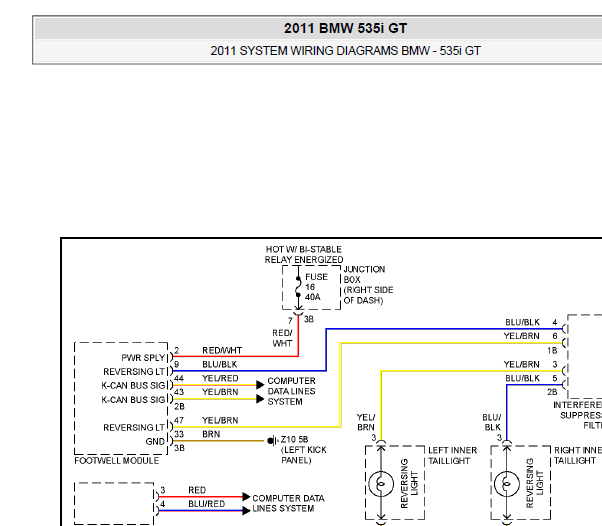 2011年宝马535i 大灯和搭铁电路图