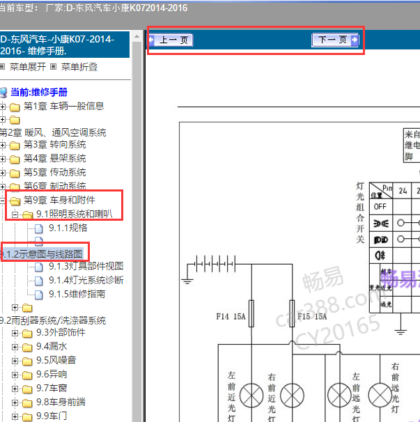 2014年东风小康K07灯光电路图
