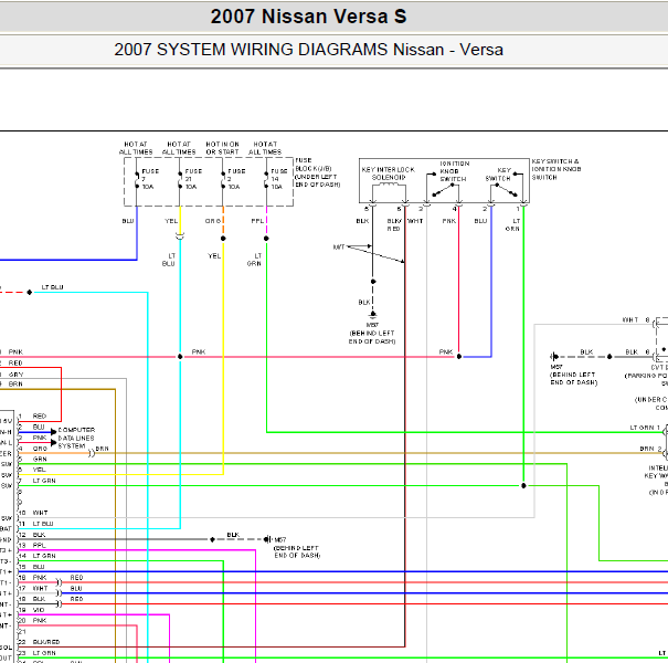2007年日产骐达门锁电路图