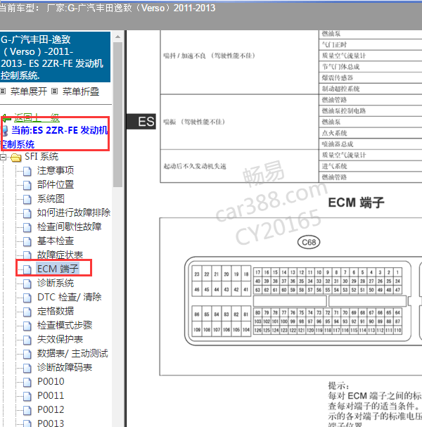 2013年逸致2ZR发动机针脚