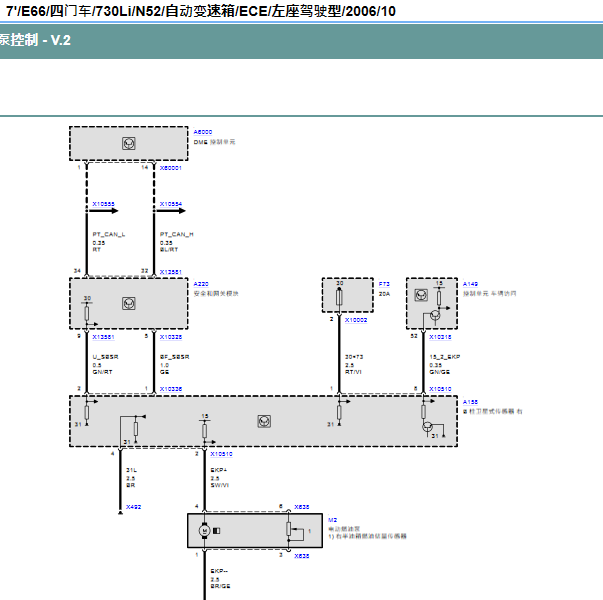 2006年宝马730燃油控制电路图