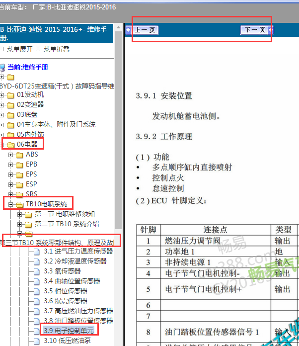 2015年比亚迪速锐发动机针脚定义
