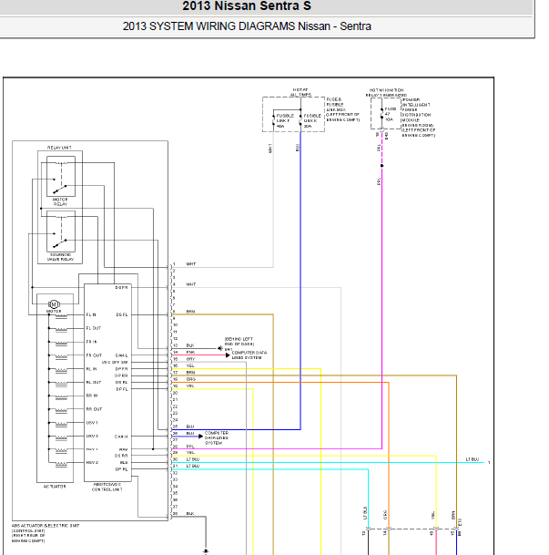 2013年日产轩逸ABS电路图