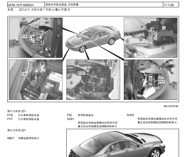 2008年奔驰S300保险丝继电器资料