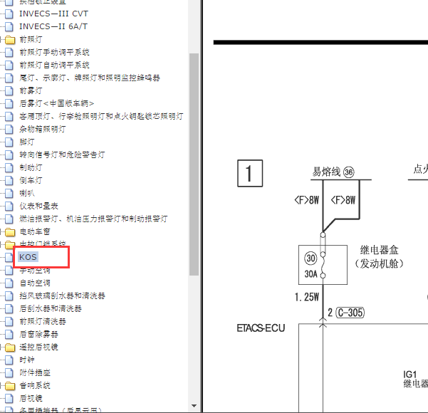 07年三菱欧蓝德KOS电路图