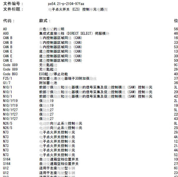 2013年奔驰C260点火开关电路图