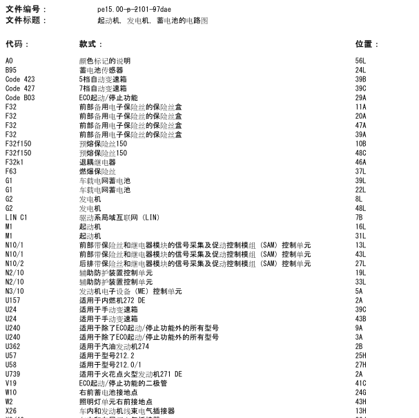 2011年奔驰E260L起动电路图