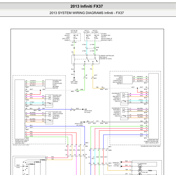2013年英菲尼迪FX37驾驶座椅电路图