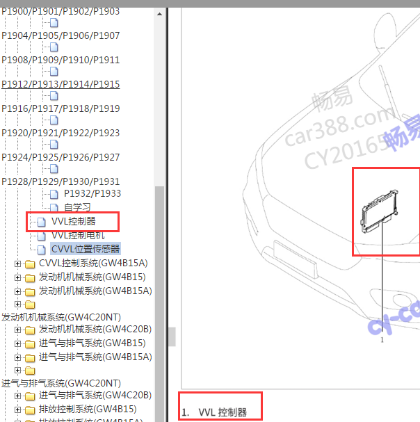 2019年长城H6 CVVL 控制器位置.