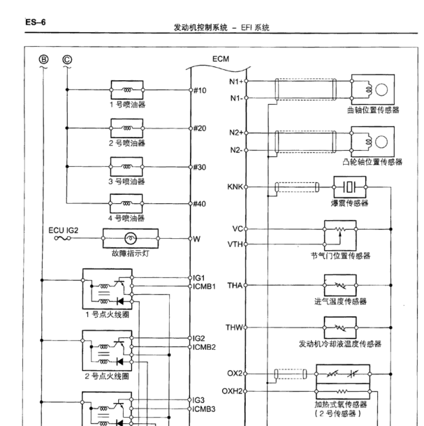 2013年一汽森雅凸轮轴位置传感器电路图
