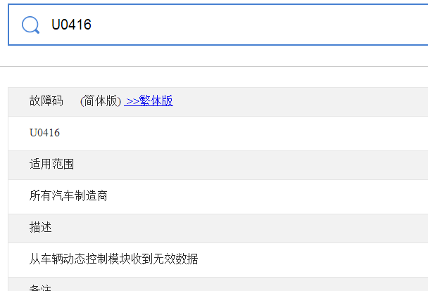 U0416故障码资料