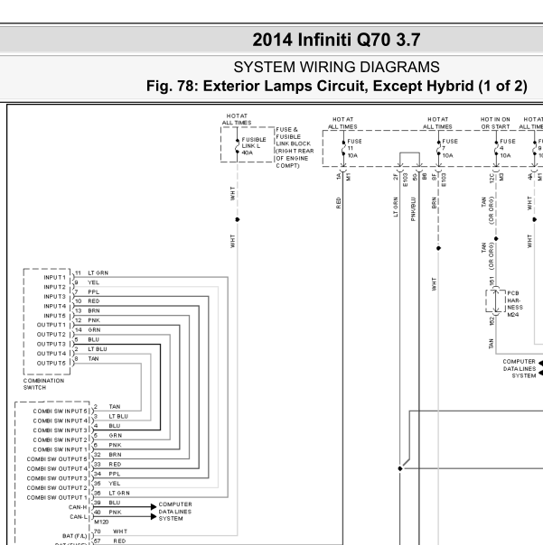 2014年英菲尼迪Q7 灯光电路图