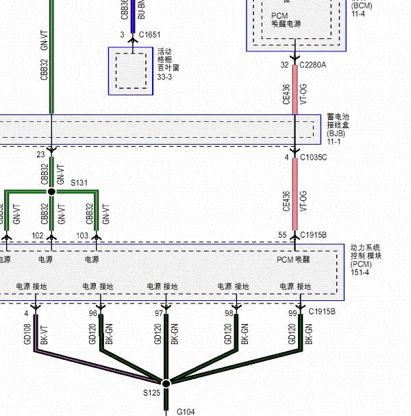 15年福特翼虎1.5排量发动机电脑电路图