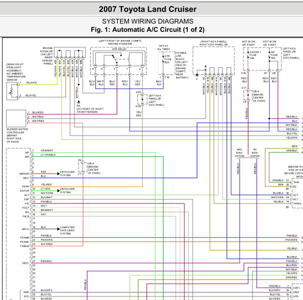 2007年丰田酷路泽空调电路图