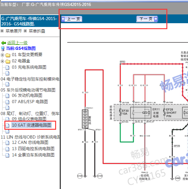2015年传祺GS4变速箱电路图