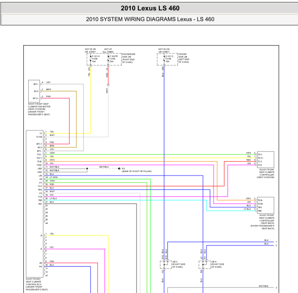 2010年雷克萨斯LS460座椅电路图