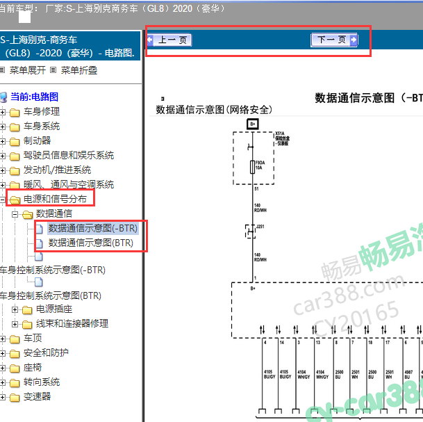 2020年别克GL8通讯网络拓扑图
