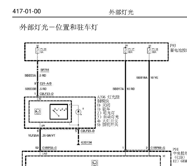 2007年福特麦柯斯灯光电路图