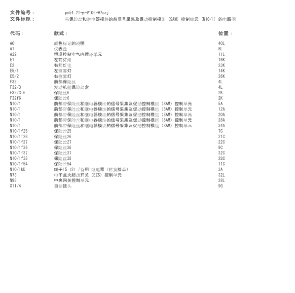 2011年奔驰S300前SAM电路图