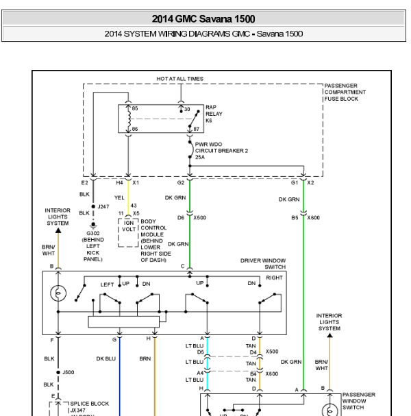 2014年GMC车窗电路图