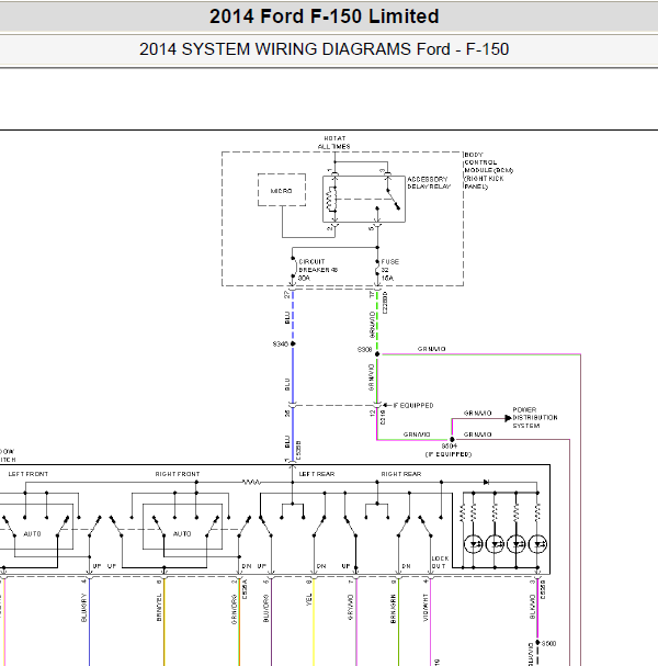 2014年福特猛禽车窗电路图