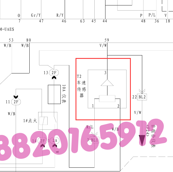 2014年比亚迪F3车速传感器电路图.