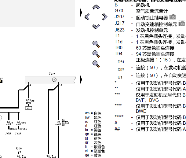 2005年奥迪A4变速箱电路图