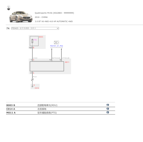 2014年总裁驻车辅助传感器电路图