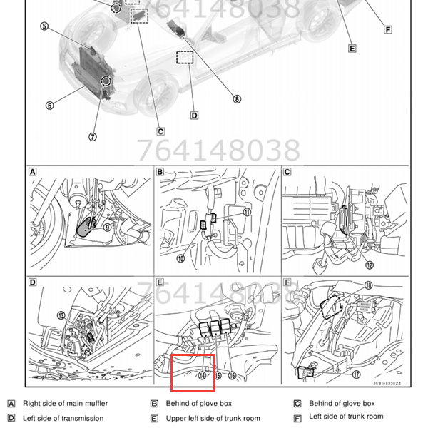 英菲尼迪Q50 2.0发动机重启旁通控制继电器位置