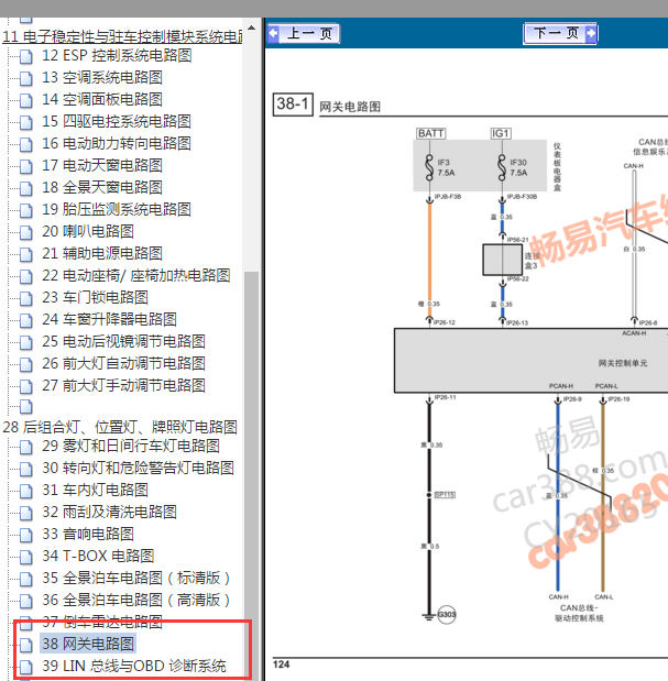2017年传奇GS4 网关电路图