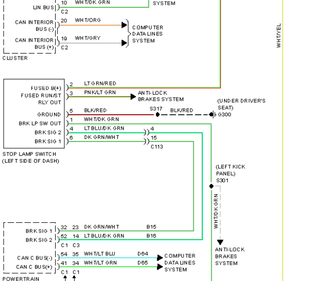 2010年道奇酷威刹车开关电路图