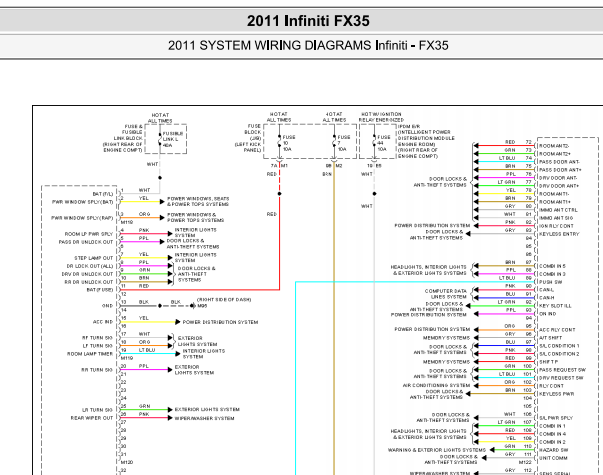 2011年英菲尼迪FX35车身等电路图