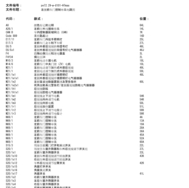 2008年奔驰GL550后视镜电路图