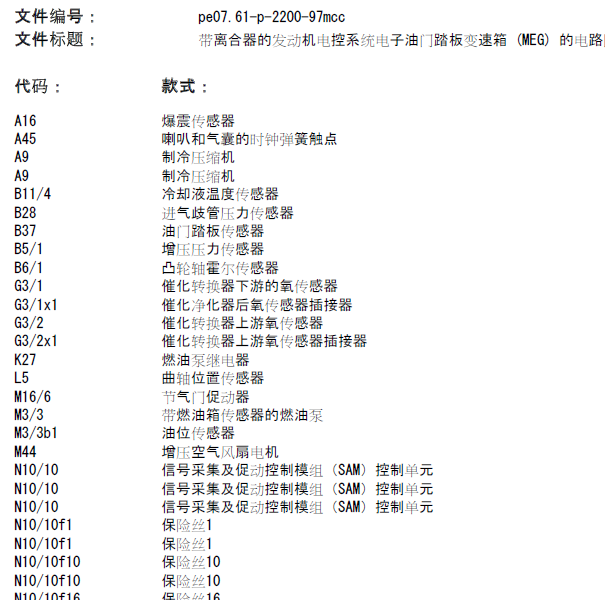 2011年奔驰SMART 发动机电路图.