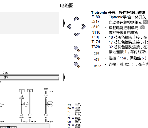 2005年奥迪A4变速箱电路图