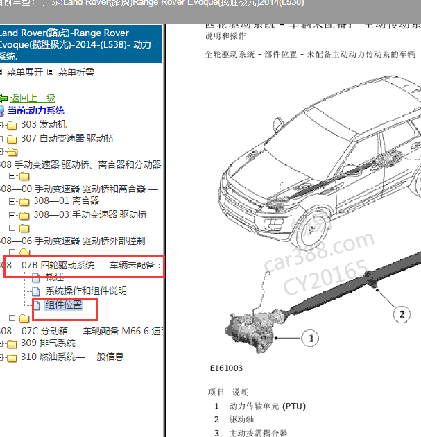 2014年揽胜极光四驱位置资料
