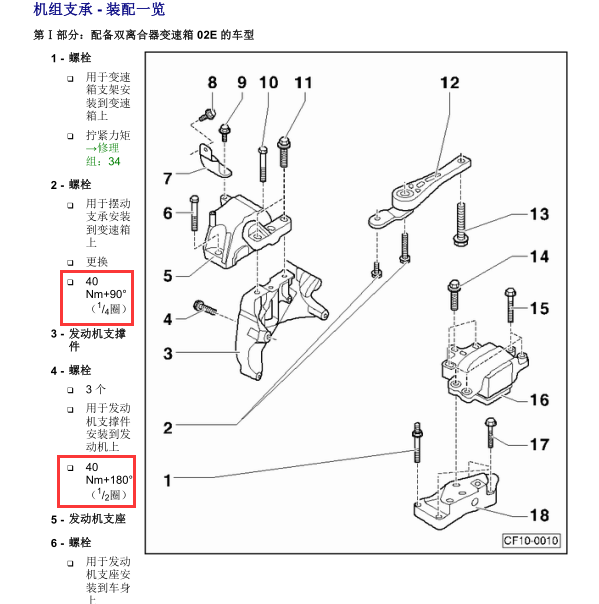 2014年大众CGM发动机螺丝扭矩