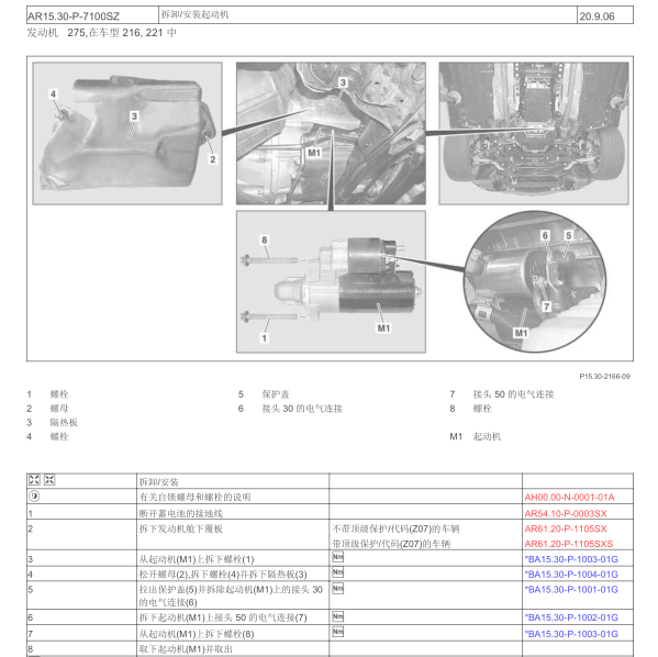 2006年奔驰S600启动机拆装图