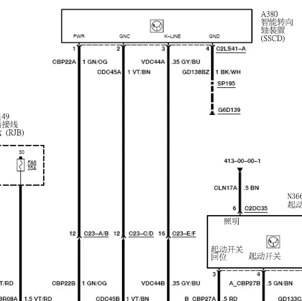 2007年福特蒙迪欧转向电路图