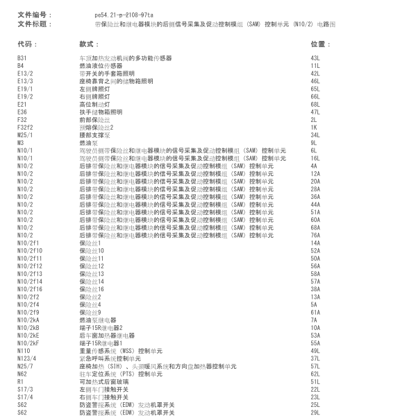 2010年奔驰SLK200后SAM模块电路图